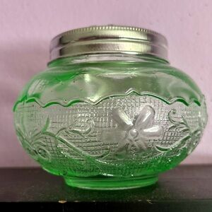 Vintage Green Glass Potpourri Jar